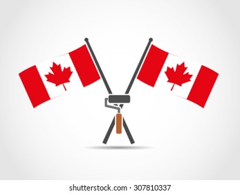 Canada Crossed Flags Emblem Paint Roller