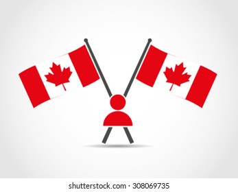 Canada Crossed Flags Emblem People