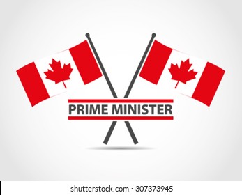 Canada Crossed Flags Emblem Prime Minister