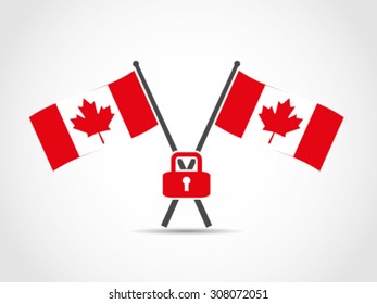 Canada Crossed Flags Emblem Security