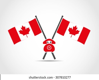 Canada Crossed Flags Emblem Telephone