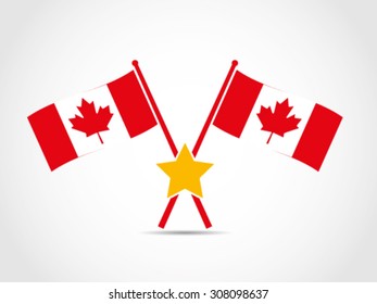 Canada Crossed Flags Famous Star