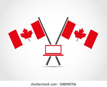 Canada Crossed Flags Laptop