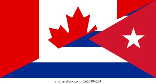 canada and cuba flag. vector background
