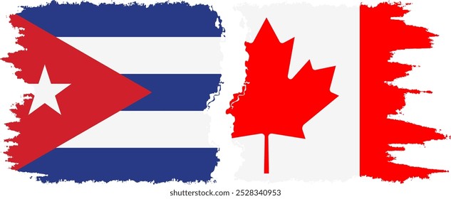 Canada and  Cuba grunge flags connection, vector