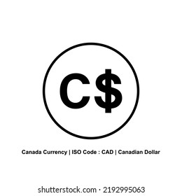 Canada Currency, CAD, Canadian Dollar Icon Symbol. Vector Illustration