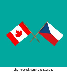 Canada and Czech Republic crossed flags.Language learning or travel concept