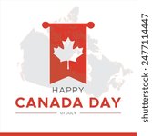 Canada day, 1 July, happy Canada day, maple leaf icon with red background, Canada map, vector illustration,