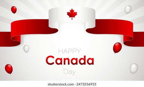 Fondo del día de Canadá con la bandera ondulada canadiense, Ilustración vectorial