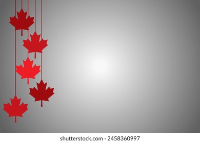 Kanada Tag Hintergrund Design Konzept der Ahornblätter hängen an der Wand isoliert mit grauem Hintergrund - Vektorillustration