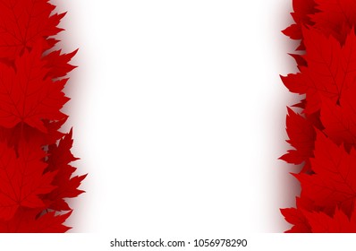 Canada day background design of red maple leaves isolated on white background vector illustration