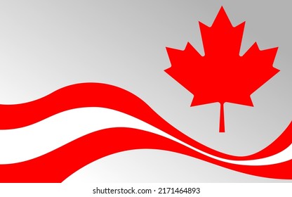 Antecedentes del Día de Canadá con cinta de bandera y arce de hojas de silueta.