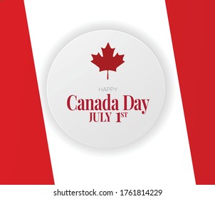 Canada day background. July 1st national holiday. Banner or advertising poster. Canadian flag design with maple leaf. Vector illustration.