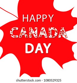 Canada Day background with maple leaves and text in red. Vector illustration