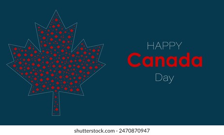 Canada Day background with red maple leaf, vector illustration