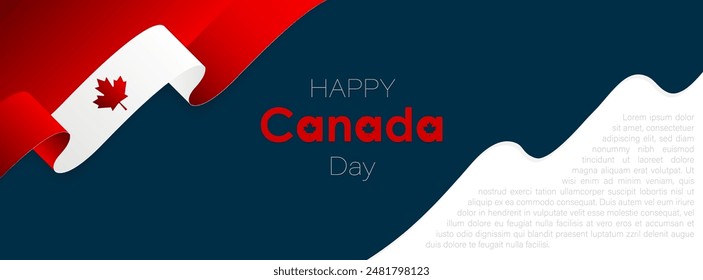 Canada Day banner with Canadian wavy flag, vector illustration