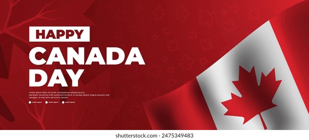 Canada day banner design with maple leaf elements