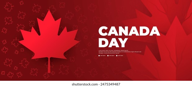 Canada day banner design with maple leaf elements