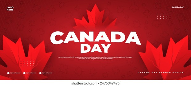 Canada day banner design with maple leaf elements