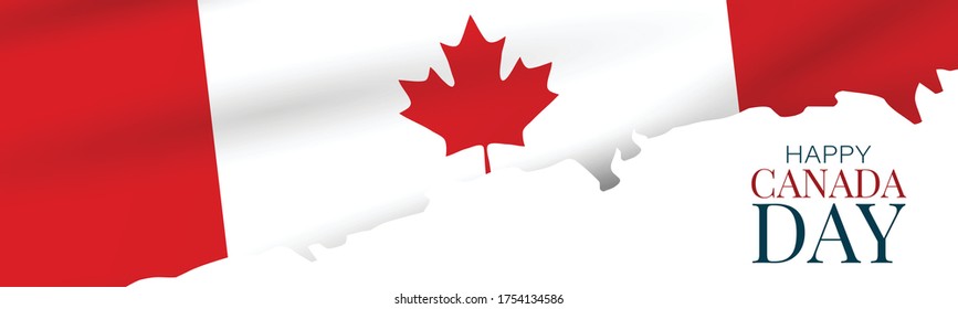 Canada day banner or header background. July 1 national holiday. Canadian flag with maple leaf. Vector illustration red and white colors.