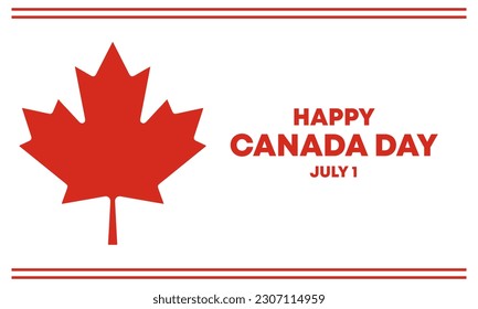 Canada day banner with red maple and white background