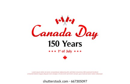 Canada Day Banner Vector illustration, 150 Years anniversary with flag of Canada.