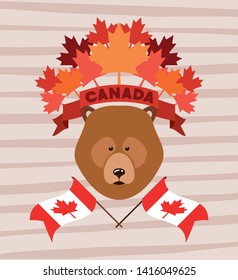 Canada day with bear and maple leaf design