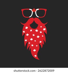 Canada Day Beard With Glasses And Maple Leaves