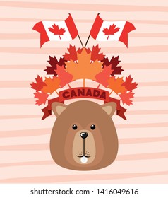 Canada day with beaver and maple leaf design