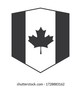 canada day, canadian flag maple leaf shield emblem vector illustration silhouette style icon