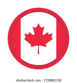 canada day, canadian flag patriotic badge vector illustration flat style icon