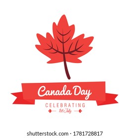 Canada day card with a maple leaf - Vector