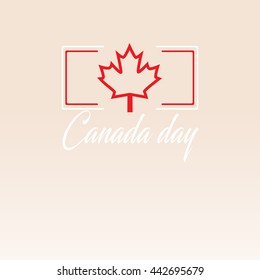 Canada Day card. Maple leaf in white and red frame. Vector.