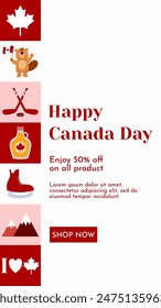 Fondo de celebración del Día de Canadá adecuado para publicidad promocional, tarjeta de felicitación, afiche y Plantilla de historias. Plantilla de la historia del Día de la Independencia de Canadá, fondo, afiche, volante.