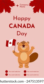 Fondo de celebración del Día de Canadá adecuado para publicidad promocional, tarjeta de felicitación, afiche y Plantilla de historias. Plantilla de la historia del Día de la Independencia de Canadá, fondo, afiche, volante.
