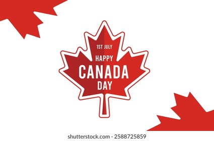 Canada day celebration, July 1st. Happy Canada day. Great day celebration event. Template design with red maple leaf symbol ornament