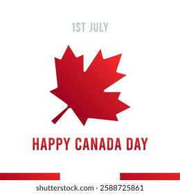 Canada day celebration, July 1st. Happy Canada day. Great day celebration event. Template design with red maple leaf symbol ornament