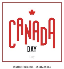 Canada day celebration, July 1st. Happy Canada day. Great day celebration event. Template design with red maple leaf symbol ornament