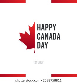 Canada day celebration, July 1st. Happy Canada day. Great day celebration event. Template design with red maple leaf symbol ornament