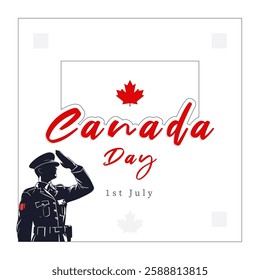 Canada day celebration, July 1st. Happy Canada day. Great day celebration event. Template design with red maple leaf symbol ornament