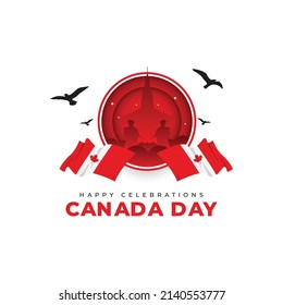 Canada day celebrations banner template. Canada flag