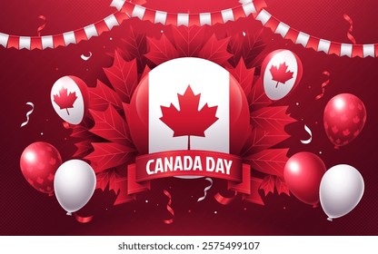 Canada day composition in realistic style