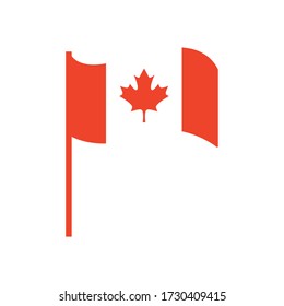 Canada day concept, canada flag pole icon over white background, silhouette style, vector illustration