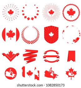 Canada day. Decorative elements,  
set of greetings or elemants for banner , paper, decorative background. Vector illustration 
