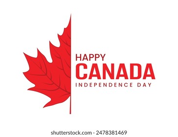 Canada day design with half maple leaf, 1st July, Celebrations