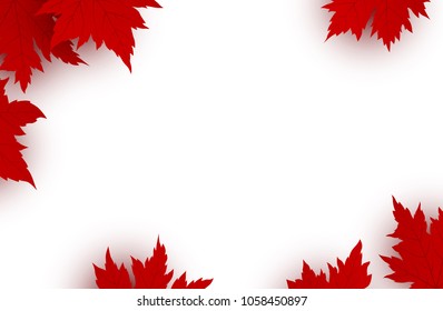 Canada day design of red maple leaves isolated on white background with copy space vector illustration