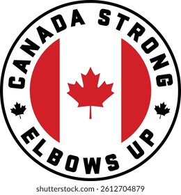 Canada Day Elbows Up vector design for patriotic events, created in Illustrator. Great for shirts, posters, and Canadian celebration themes.