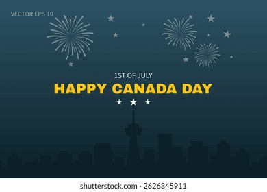 Canada Day Fireworks Night with City Skyline