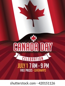 Canada Day flag and burst background EPS 10 vector 