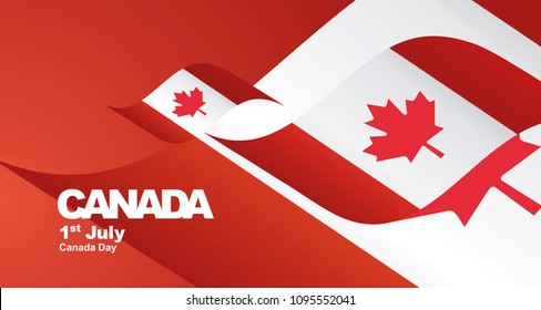 Canada Day Flag Ribbon Landscape Background